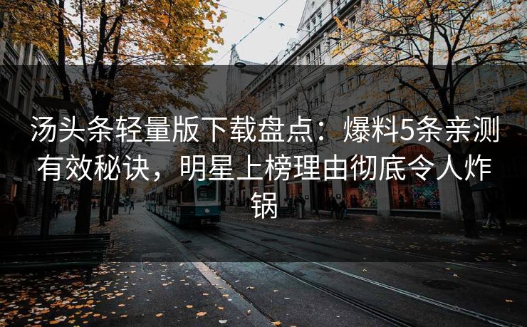 汤头条轻量版下载盘点：爆料5条亲测有效秘诀，明星上榜理由彻底令人炸锅