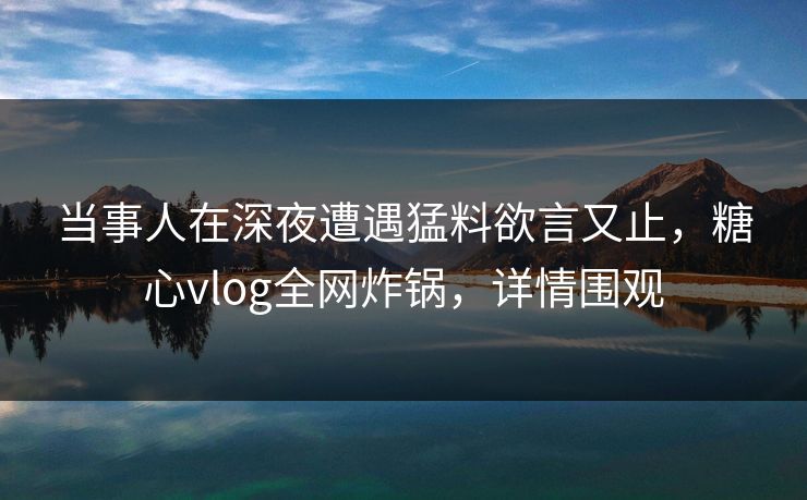 当事人在深夜遭遇猛料欲言又止,糖心vlog全网炸锅,详情围观 当事人在深夜遭遇猛料欲言又止,糖心vlog全网炸锅,详情围观